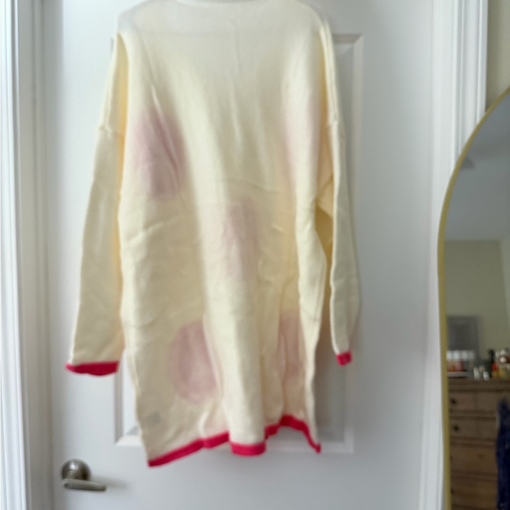 Cream and Pink Peace Sign Sweater - Picture 2 of 2